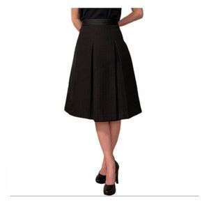 Mario Serrani Italy Black Pleated Woven Skirt Size 10